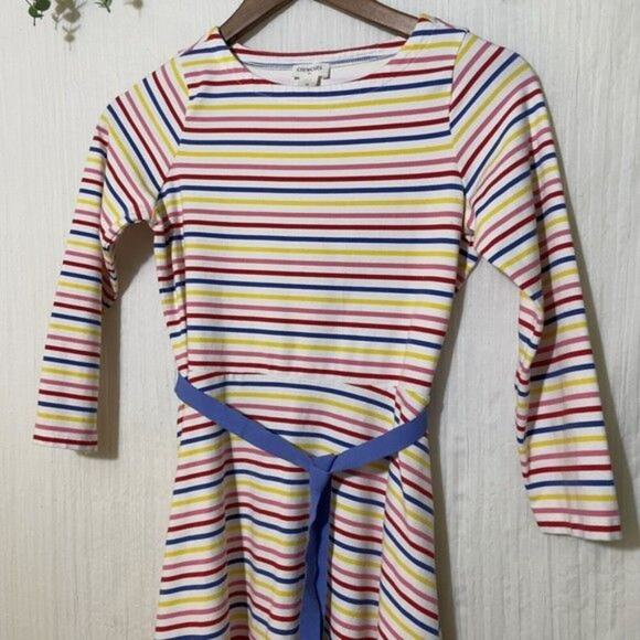 Crewcuts Girls Dress Size 12 Long Sleeve Tie Waist Striped Cotton Blend - Picture 3 of 9